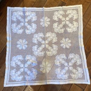 Vintage Square Crochet Tablecloth  33”